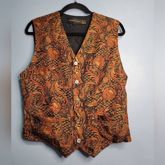 Classiques Entier Men's Printed Silk Vest Large - Picture 1 of 7